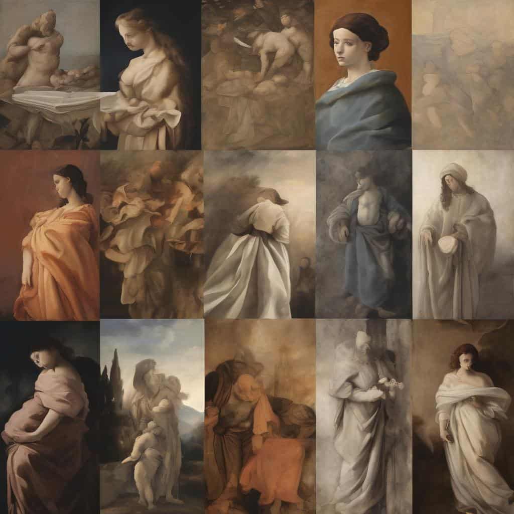 Αυθεντικά έργα τέχνης με κλασική και αναγεννησιακή αισθητική, αποκαλύπτοντας την αυθεντικότητα στην τέχνη.